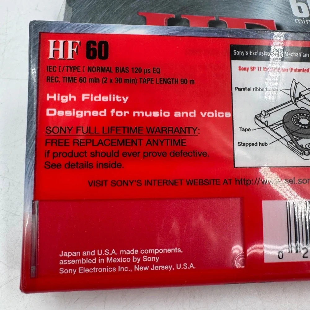 Sony HF 60 High Fidelity Normal Bias Audio Cassette Tapes 60 Minute Lot of 2 New